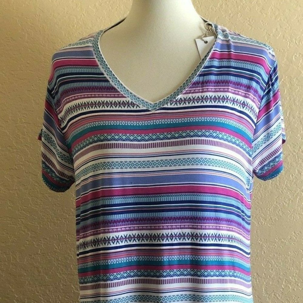 Natural Reflections® Stripe Sleep Shirt Nightgown - Picture 2 of 9